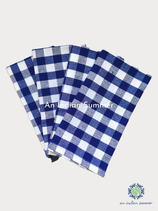Gingham Napkins Blue & White | Yarn Dyed Woven Gingham Checks | Cotton | An Indian Summer | Seasonless Timeless Sustainable Ethical Authentic Artisan Conscious Clothing Lifestyle Brand