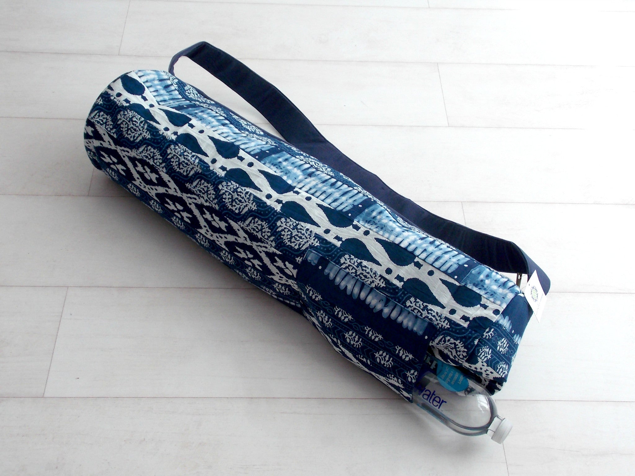 Blue shops Nature patchwork yoga bag, Aicynshell Bags, Zippered Opening, Adjustable Carry Strap