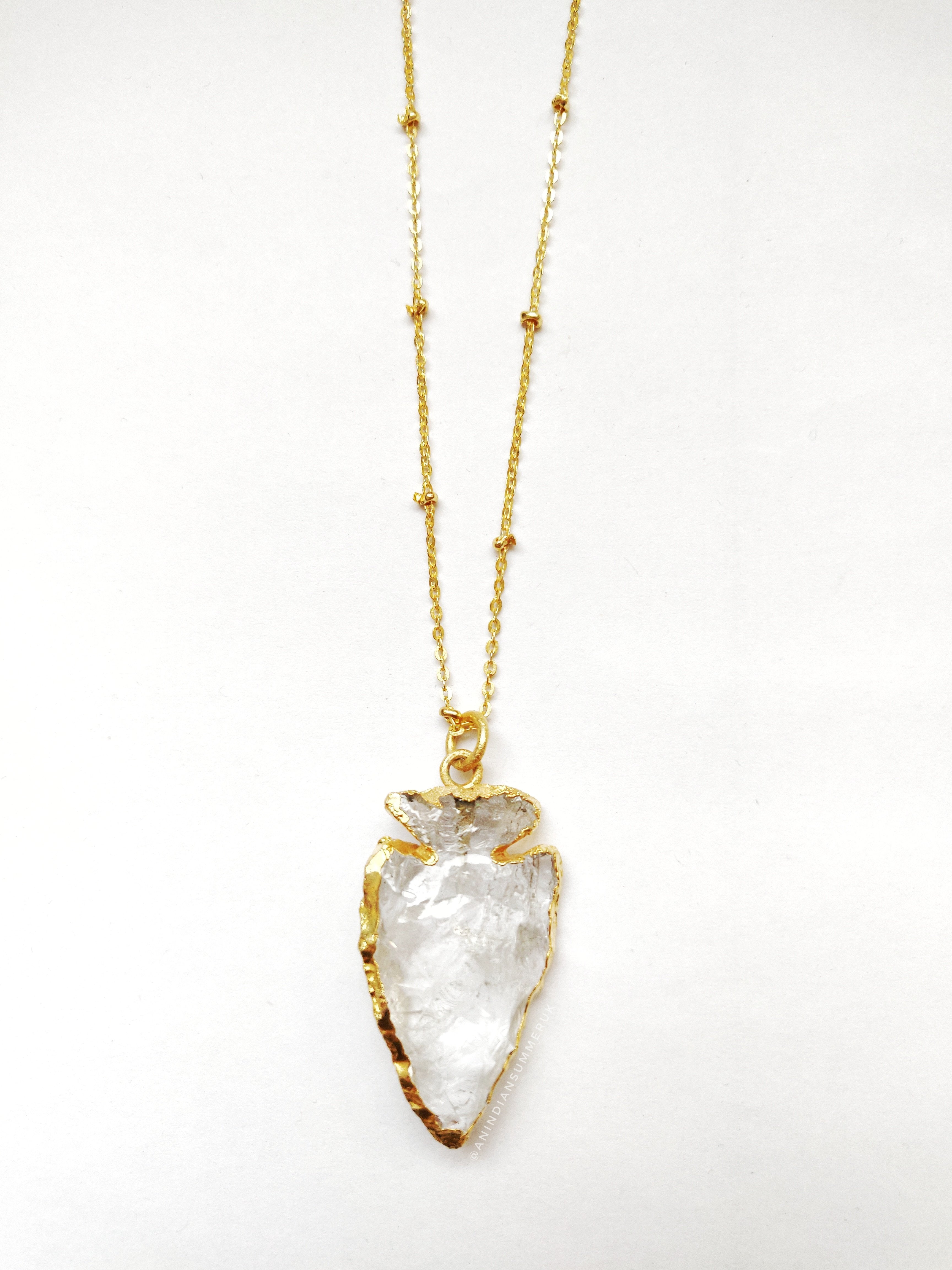 Quartz Crystal Arrowhead Necklace - Crystal Quartz Pendant - Gold Chain Necklace - deals Gold Filled Necklace - Boho Necklace - Simple Necklace